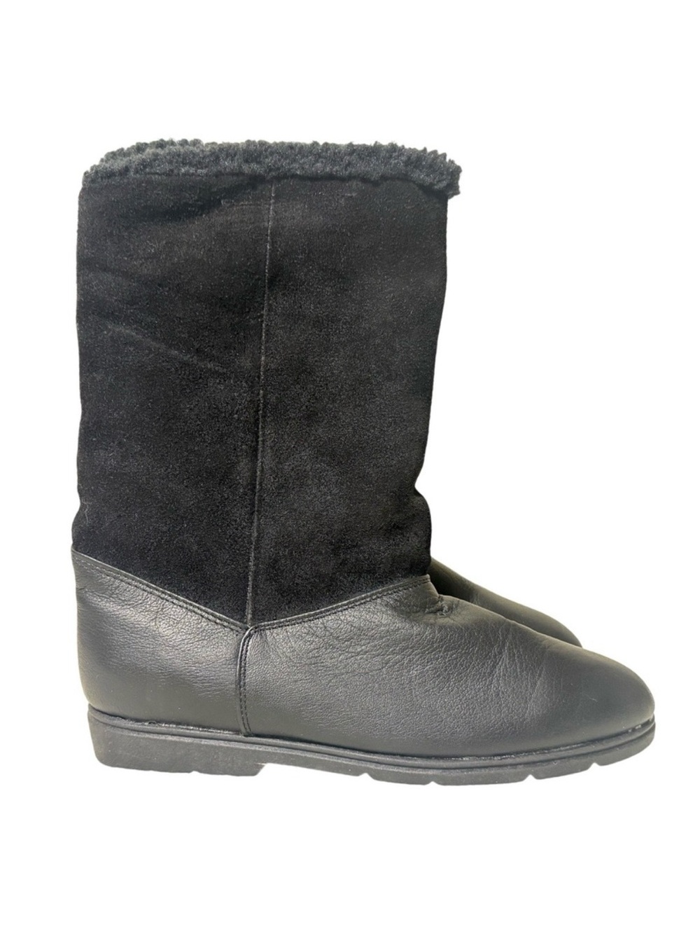 G.H. Bass Women's Leather & Suede Boots Black Fleece Lined Size 9